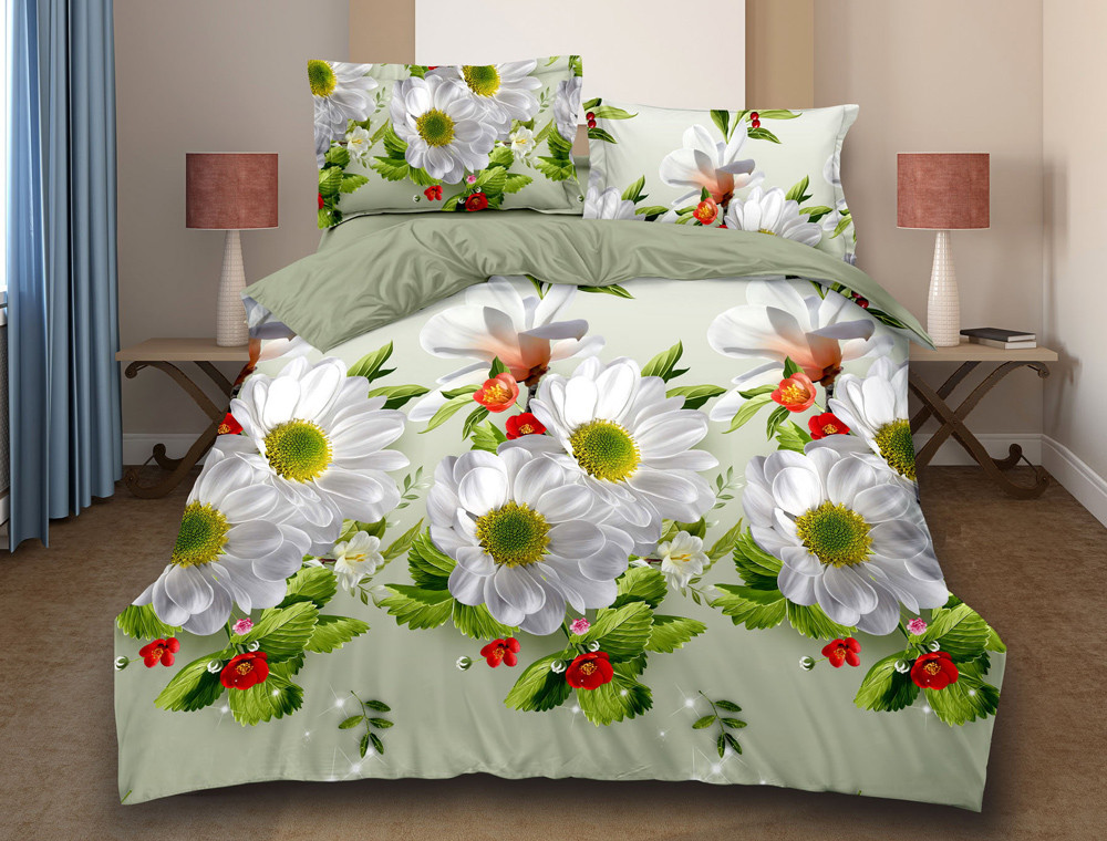 Євро-максі набір постільної білизни 200*220 із Сатину №1779 Черешенка™