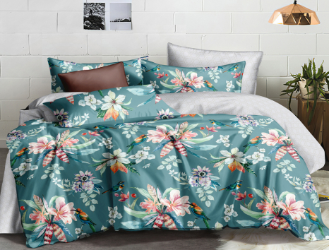 Семейный набор хлопкового постельного белья из Сатина №8613AB Черешенка™