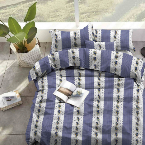 Тканина для постільної білизни Бязь "Gold" "Дорога квітів" GLL13308blue