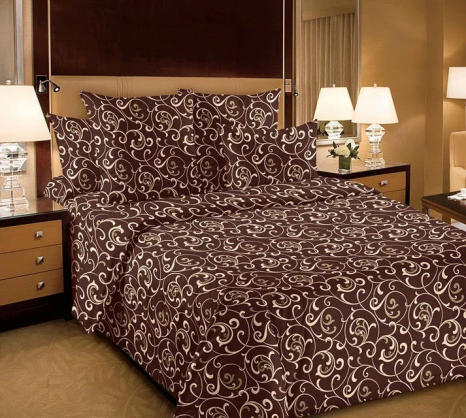 Тканина для постільної білизни Бязь "Gold" Lux "Завитки" GL003