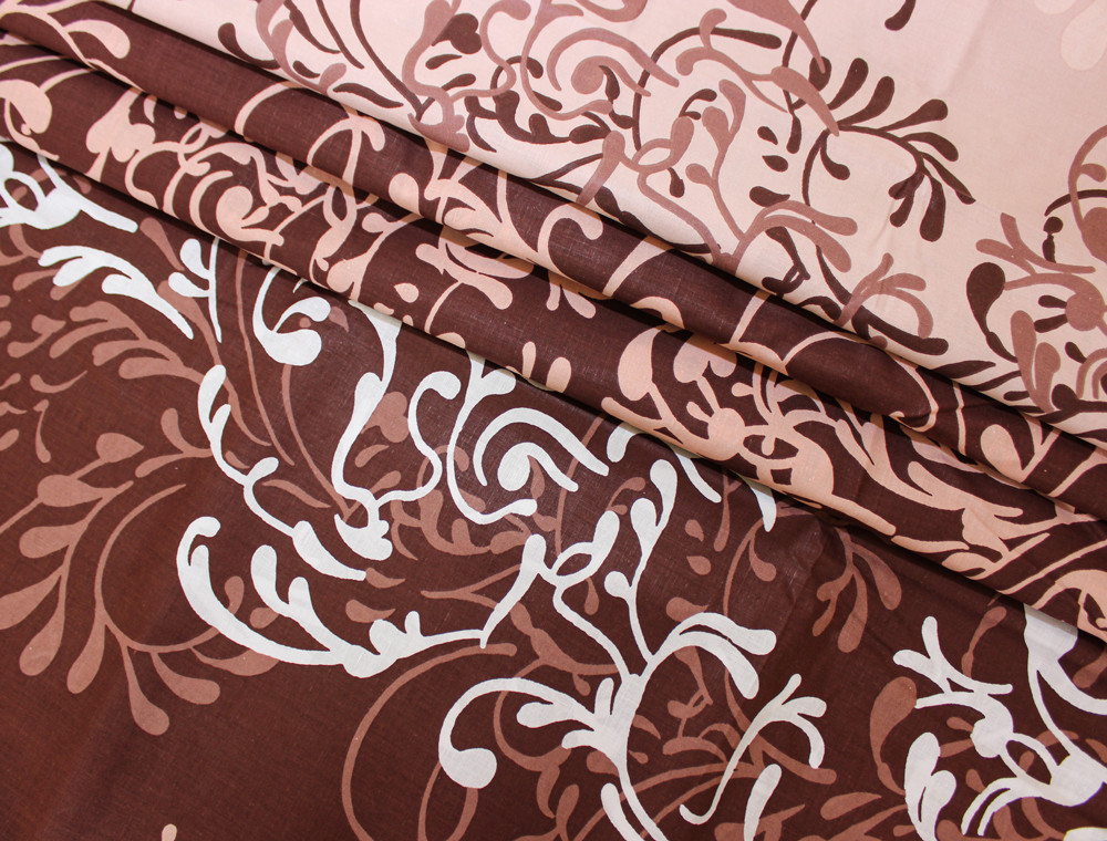 Тканина для постільної білизни Бязь "Gold" Lux "Вензель (коричневий)" GL1176 (A+B) - (50м+50м)