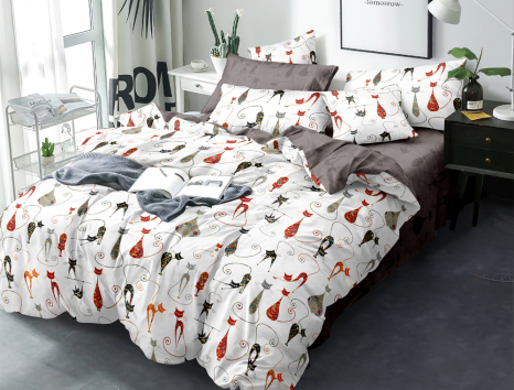 Двоспальний набір постільної білизни 180*220 із Сатину №1751AB Черешенка™