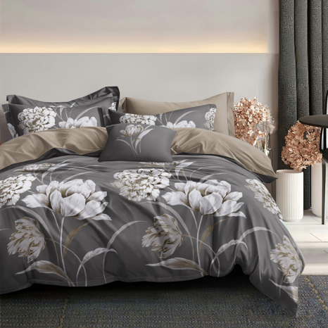 Полуторний набір постільної білизни 150*220 із Сатину №44319AB Черешенка™