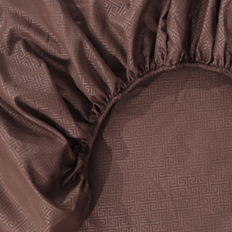 Простынь на резинке (160*200*25) коричневая с орнаментом №2301