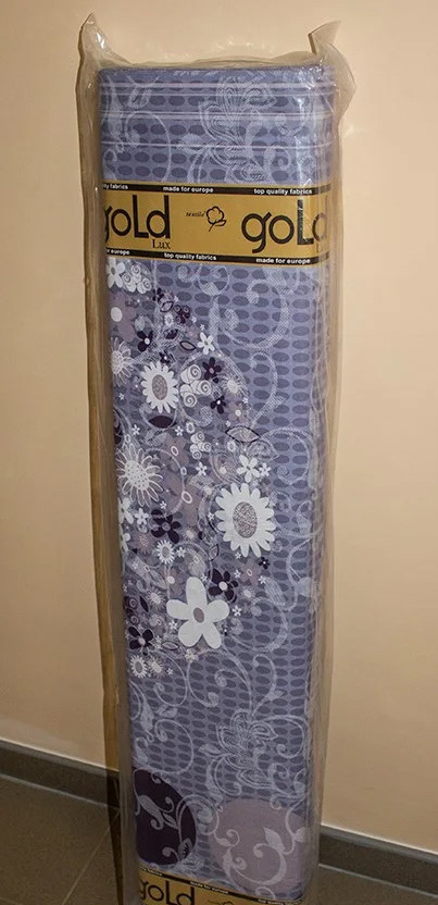 Тканина для постільної білизни Бязь "Gold" Lux "Квітковий геометричний принт (синій)" GL508