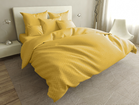 Тканина для постільної білизни Бязь "Gold" Lux з ромбами GL136yellow (50м)