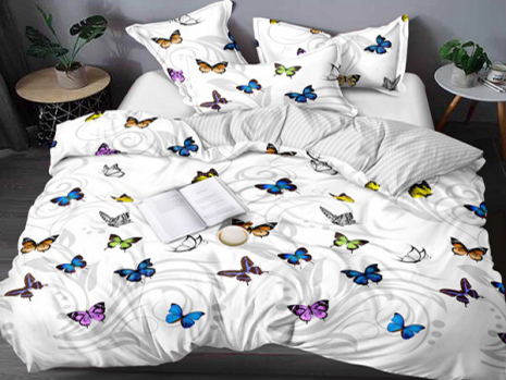 Двуспальный набор постельного белья 180*220 из Бязи "Gold" с простынью на резинке №144496AB Черешенка™