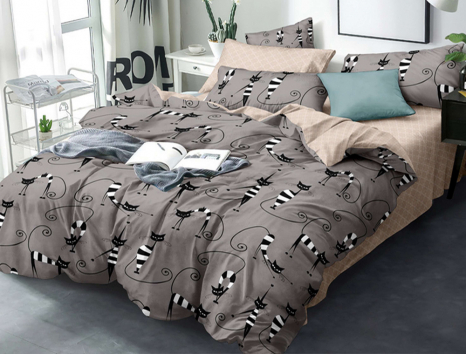 Євро-максі набір постільної білизни 200*220 із Бязі "Gold" з простирадлом на резинці №144431AB Черешенка™