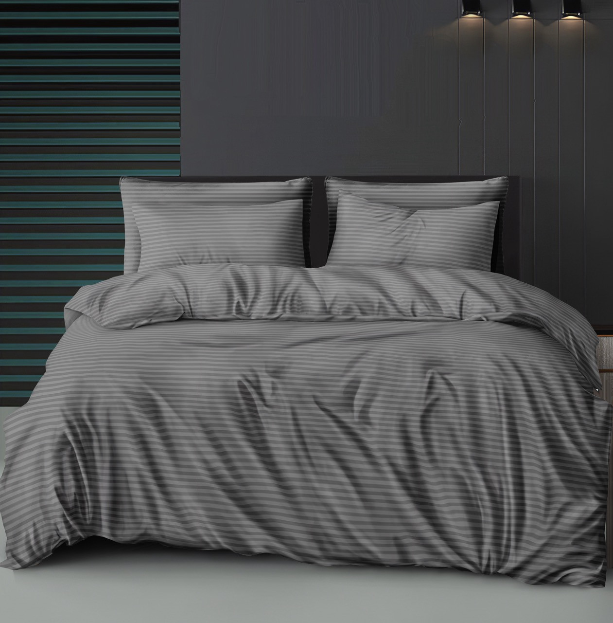 Тканина для постільної білизни Бязь "Gold" Lux однотонна смугаста GLS11026grey (50м)