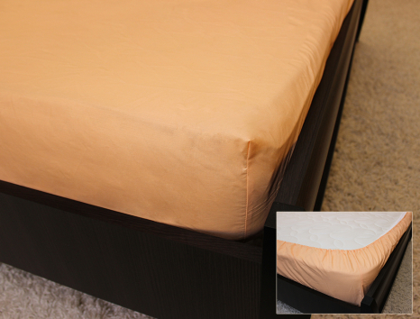 Комплект простирадла на резинці з наволочками (160*200*25) персик