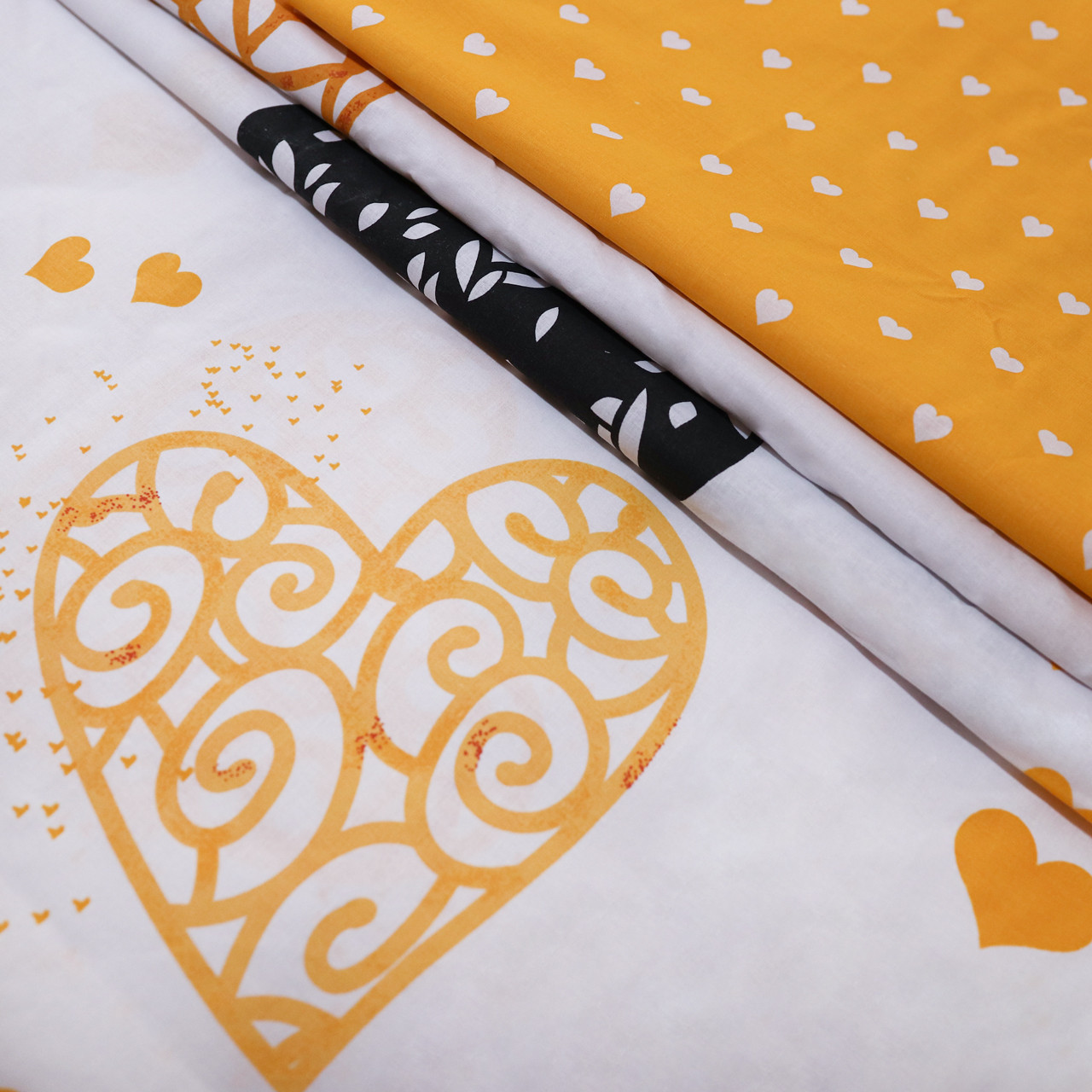 Ткань для постельного белья Бязь "Gold" Lux "История о любви GL1537 (A+B) - (50м+50м)