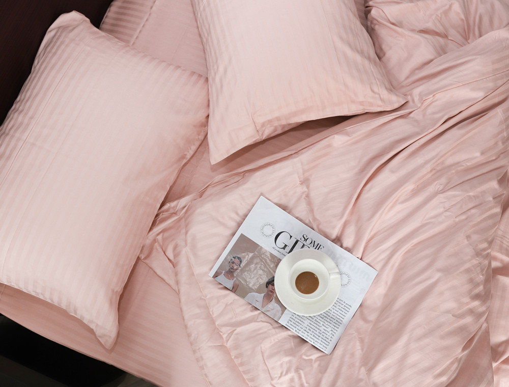 Евро макси набор постельного белья 200*220 из Страйп Сатина №12-1605 Черешенка™