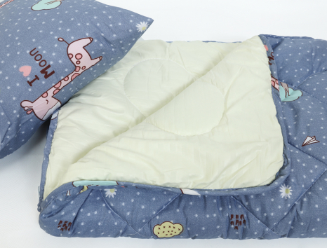 Комплект дитяча ковдра 105x135 + подушка 50x50 (мікрофібра/холлофайбер) №2114