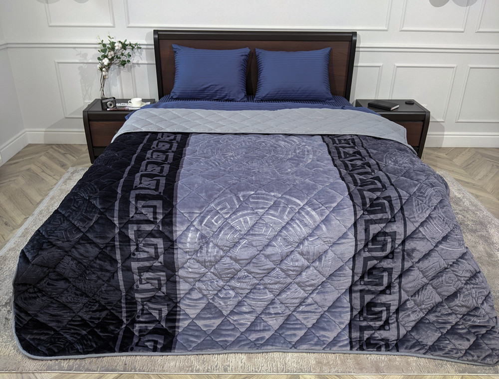 Двоспальне флісове стьобане покривало №55030