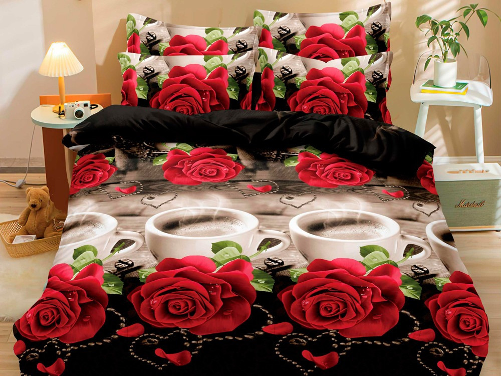 Полуторний набір постільної білизни 150*220 із полікотону №202059 Черешенька™