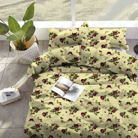 Ткань для постельного белья Бязь "Gold" "Необычный цветочный принт" GLL6306burgundy