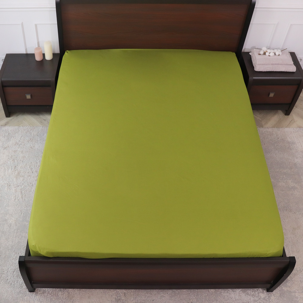 Простынь на резинке (160*200*25) оливковая №660538