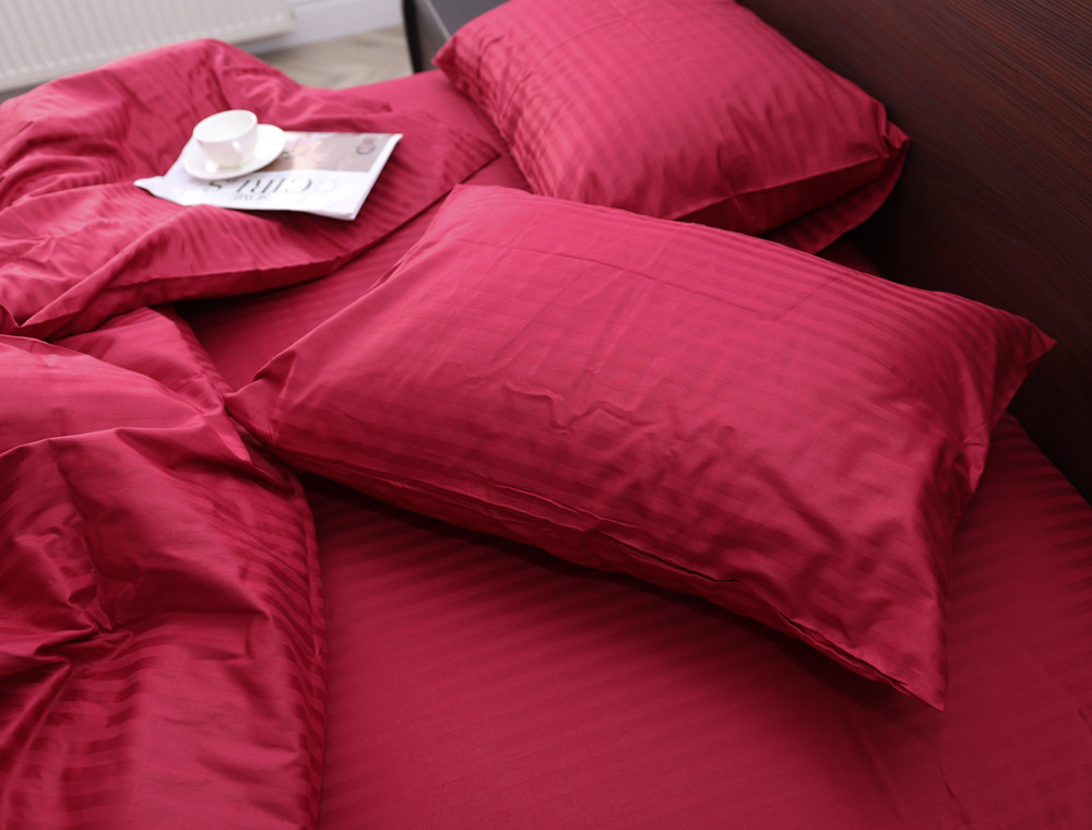 Двоспальний набір постільної білизни 180*220 зі Страйп Сатину №19-1840 Черешенка™