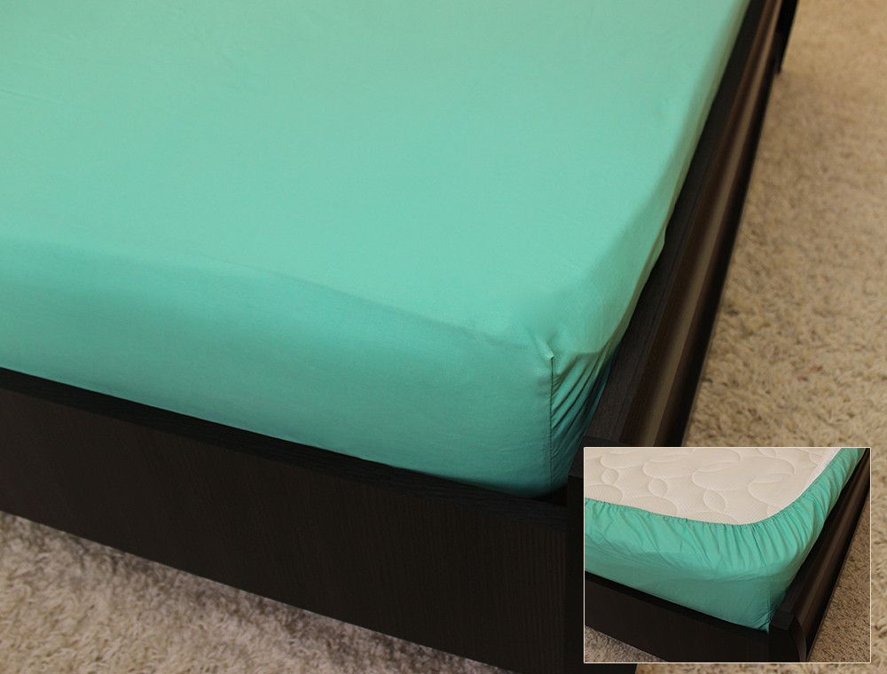 Комплект простирадла на резинці з наволочками (160*200*25) бірюза