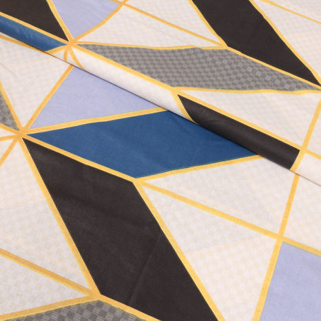 Ткань для постельного белья Бязь "Gold" Lux "Полосатая коллаборация (голубой)" GL3863