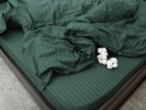 Полуторний набір постільної білизни 150*220 зі Страйп Сатину №19-5917 Черешенка™