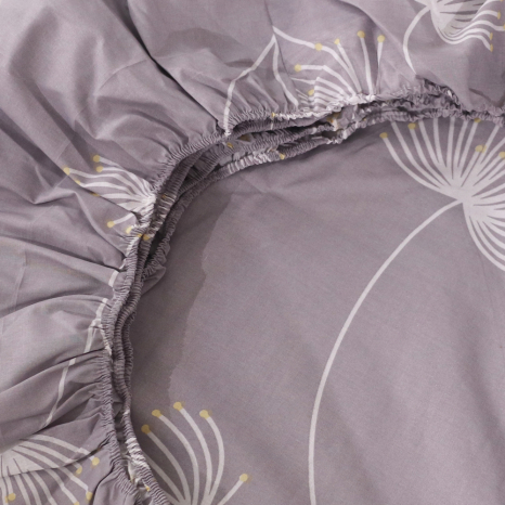 Простирадло на резинці (160*200*25) сіре з квітковим принтом №661087