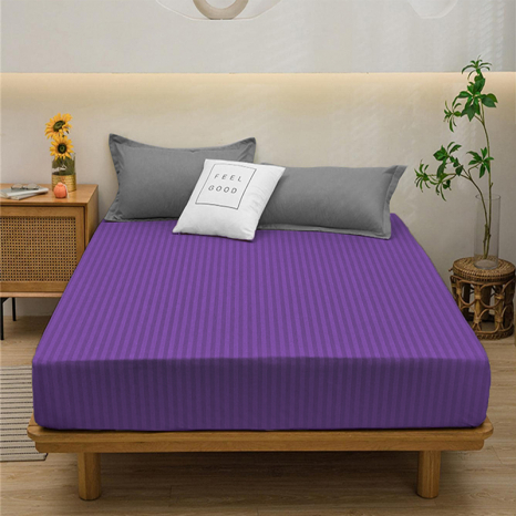 Простирадло на резинці (140*200*25) смугасте фіолетове №10031