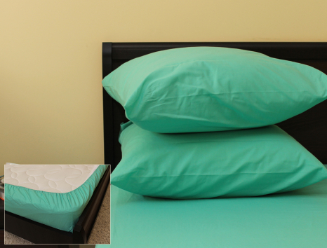 Комплект простирадла на резинці з наволочками (180*200*25) бірюза