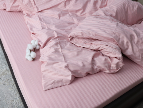 Полуторний набір постільної білизни 150*220 зі Страйп Сатину №15-1611 Черешенка™