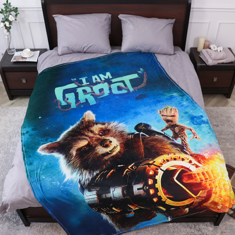 Плед с 3D-принтом 135*160 "Реактивный Енот и Грут" №20222327