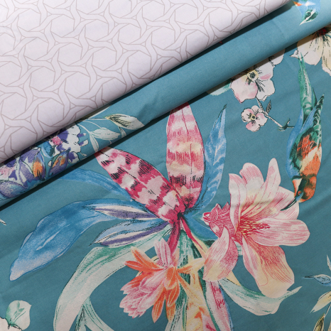 Тканина для постільної білизни Бязь "Gold" Lux "Квітковий салют" GL1612 (A+B) - (50м+50м)