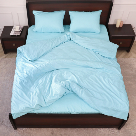 Сімейний набір постільної білизни 240*220 із мікрофібри в смужку №2061246 Черешенька™