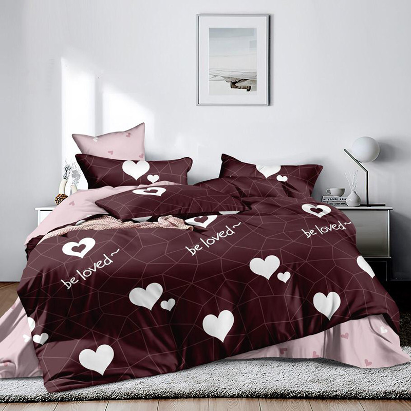 Тканина для постільної білизни Бязь "Gold" Lux "Бути коханим (бордовий)" GL1679 (A+B) - (50м+50м)