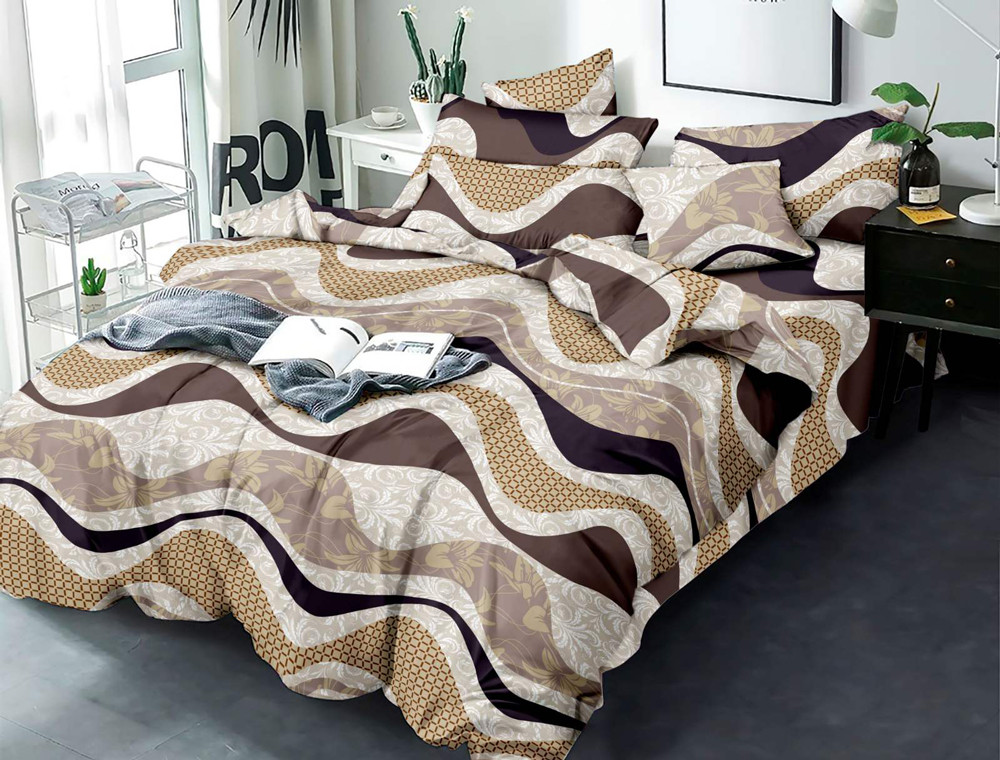 Ткань для постельного белья Бязь "Gold" Lux "Волны природы (коричневый)" GL2036brown