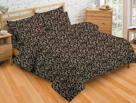 Тканина для постільної білизни Бязь "Gold" "Маленький вензель" GLL5400brown-beige