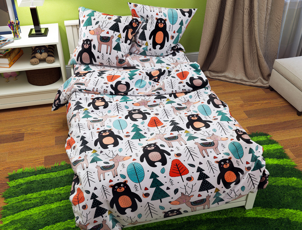 Полуторний набір постільної білизни 150*220 із Бязі "Gold" №165609 Черешенка™