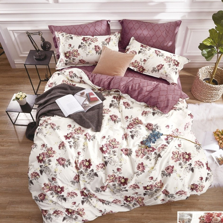 Тканина для постільної білизни Бязь "Gold" Lux GL1268 (A+B) "Квітковий принт" - (50м+50м)