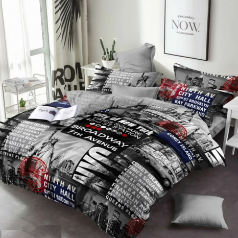 Полуторний набір постільної білизни 150*220 із Бязі "Gold" №151266AB Черешенка™