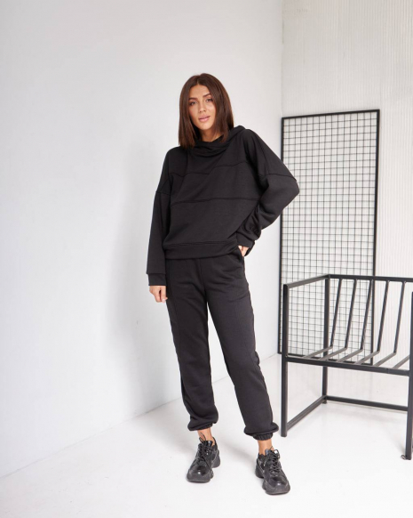 Жіночий спортивний костюм з капюшоном (Розмір S) чорний №20222160