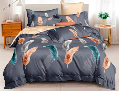 Семейный набор хлопкового постельного белья из Сатина №162AB Черешенка™