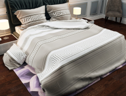 Тканина для постільної білизни Бязь "Gold" Lux "Грецький принт (смужка, бежевий)" GL939.