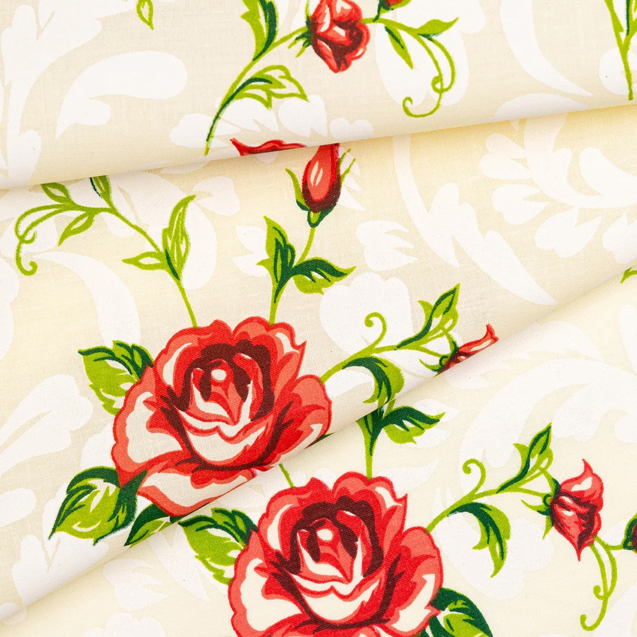 Тканина для постільної білизни Бязь "Gold" Lux "Червона троянда" GL179