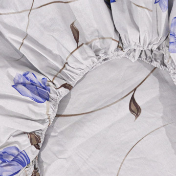 Простирадло на резинці (160*200*25) сіре з квітковим принтом №661197