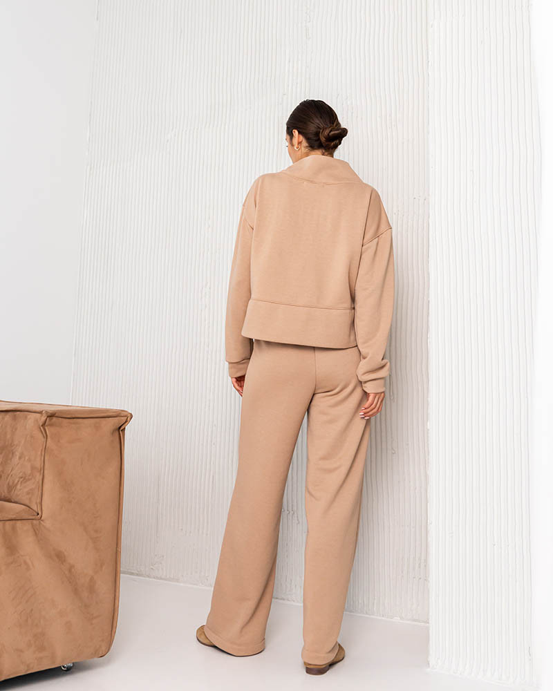 Жіночий костюм зі штанами палаццо (Розмір S) рожевий №215_0020