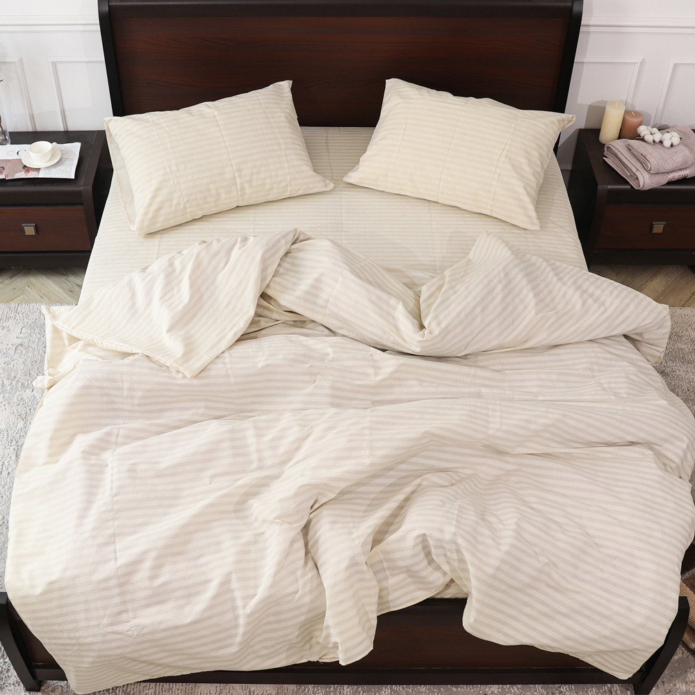 Полуторний набір смугастої постільної білизни 150*220 із Бязі "Gold" №156612 Черешенка™