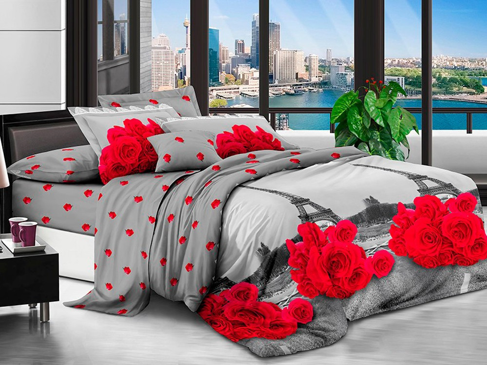 Полуторний набір постільної білизни 150*220 із полікотону №2010246 Черешенька™