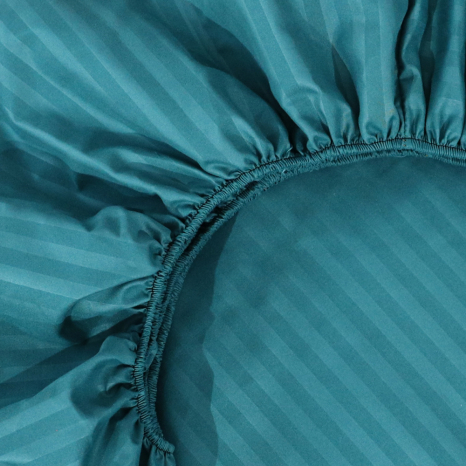 Простирадло на резинці (180*200*25) бірюзова смужка №3409