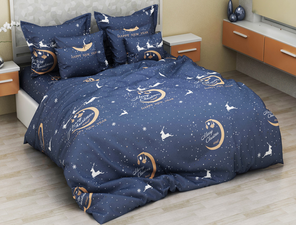 Тканина для постільної білизни Бязь "Gold" Lux "Новорічна ніч" GL41651