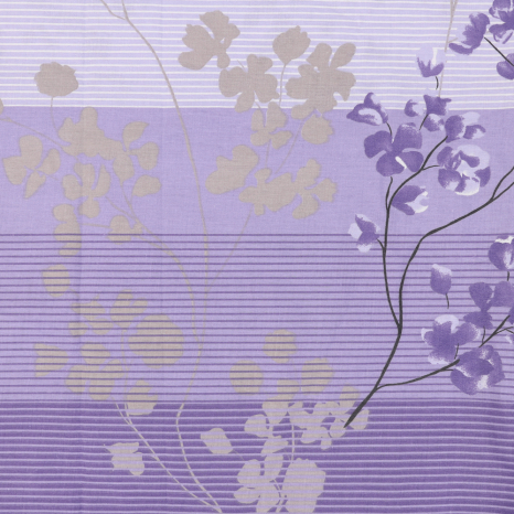 Ткань для постельного белья Бязь "Gold" Lux "Цветочный принт (веточка, фиолетовый)" GL389