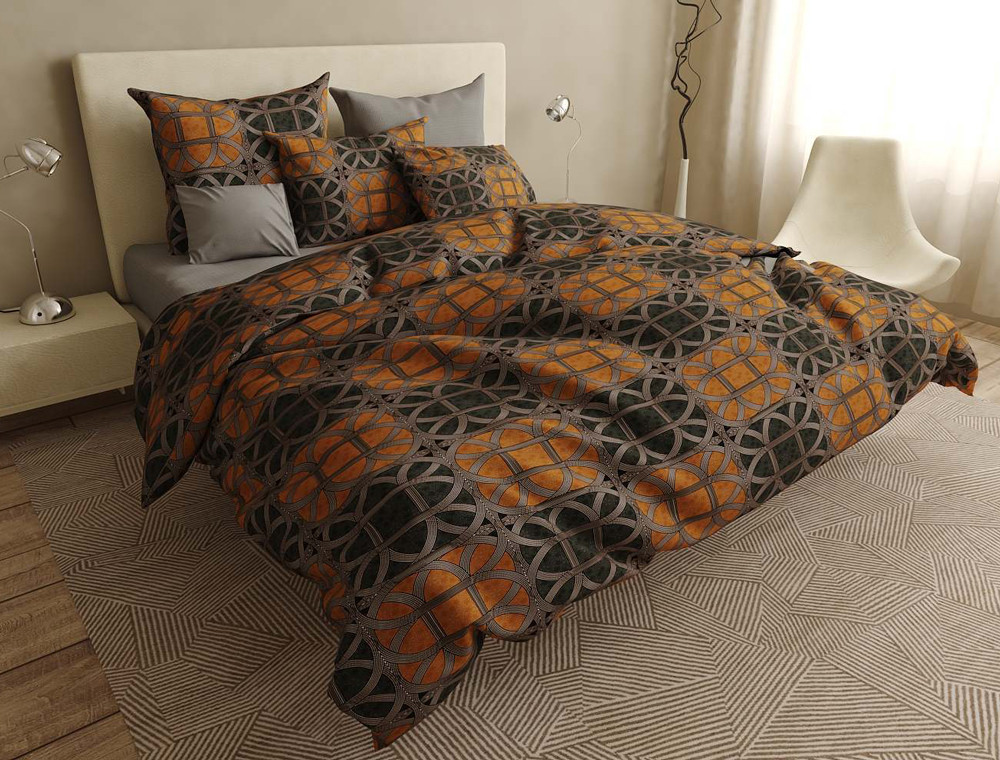 Семейный набор хлопкового постельного белья из Бязи "Gold" с простынью на резинке №144620AB Черешенка™